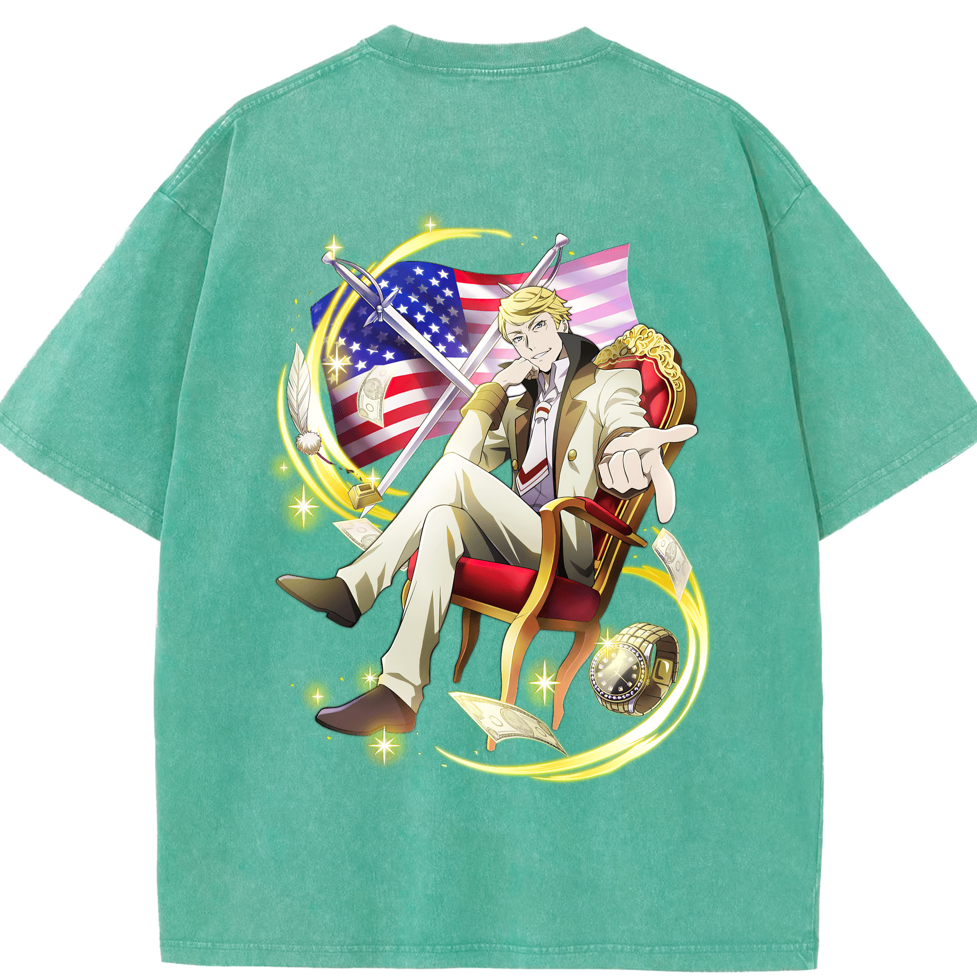 （画像用） 文豪ストレイドッグス Bungo Stray Dogs 綿100% ヴィンテージ風 半袖Tシャツ（背面プリント）